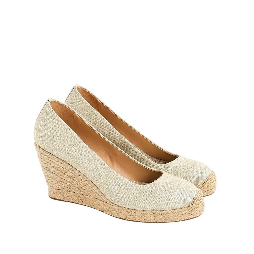 Seville espadrille wedges in metallic canvas sz 7 cream shoes SH413